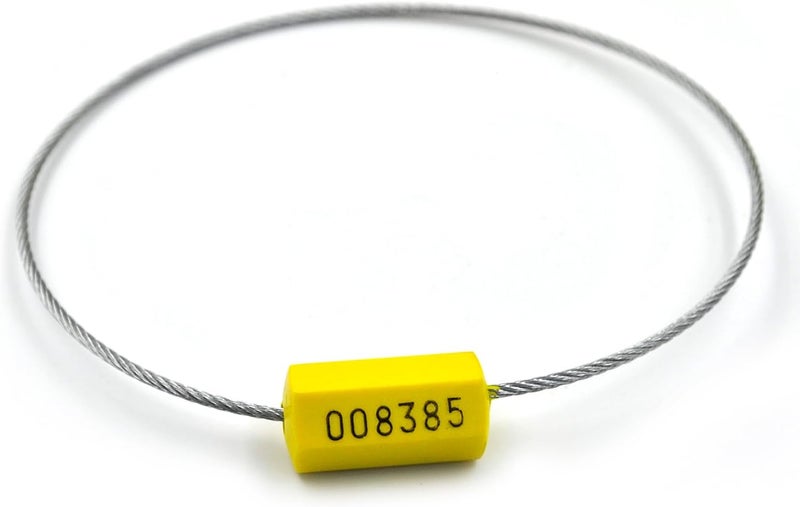 FlixGrdy (200 PCS) 11.8 inch Security Cable Seals Numbered Tamper Proof Security Tags, Steel Pull-Tite Container Seals Wire Seals, Metal Self-Locking Cable Steel Wire Seal for Truck Container Shipping, Yellow - Image 5